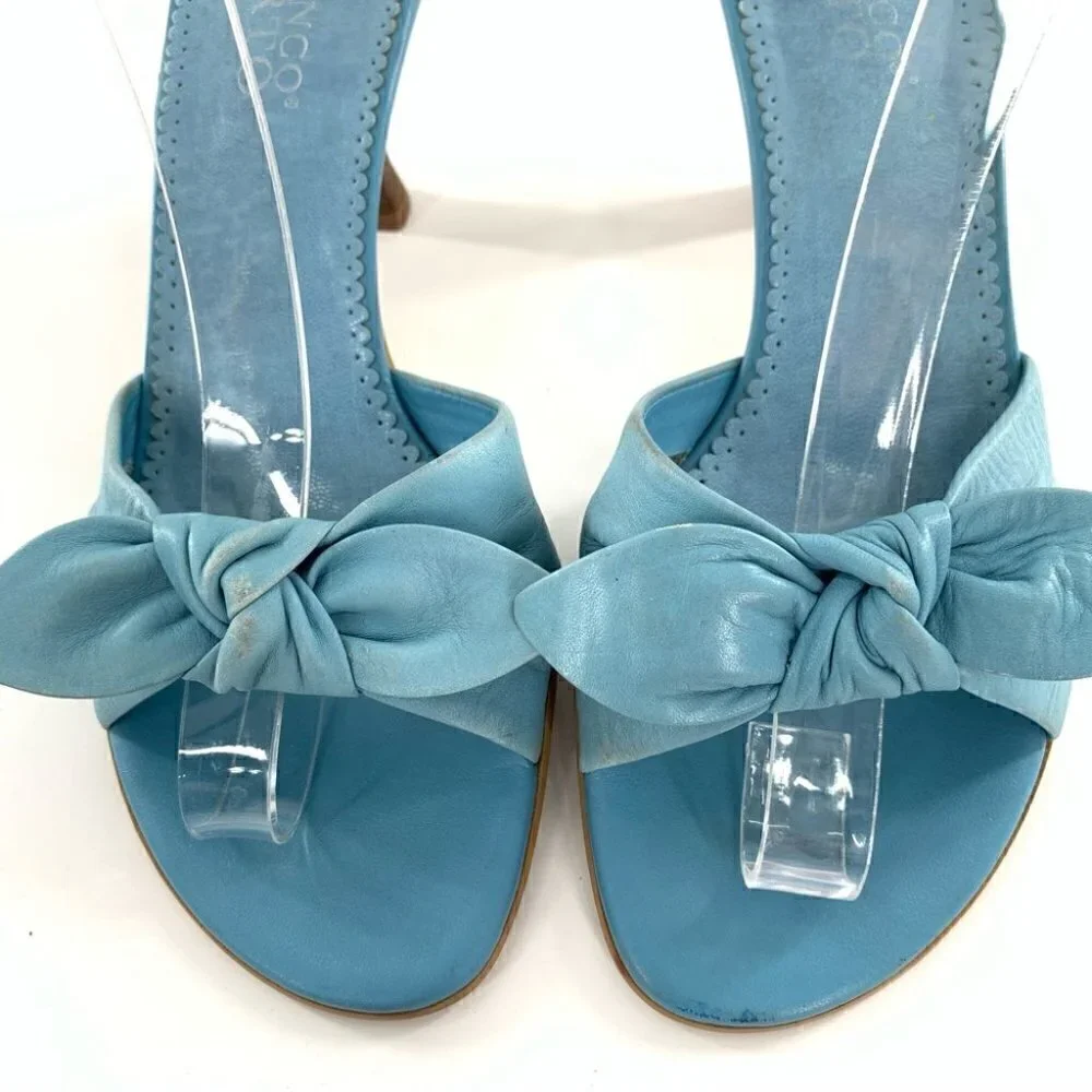 Franco sarto womens heels size 7 blue leather vintage y2k 90s bow